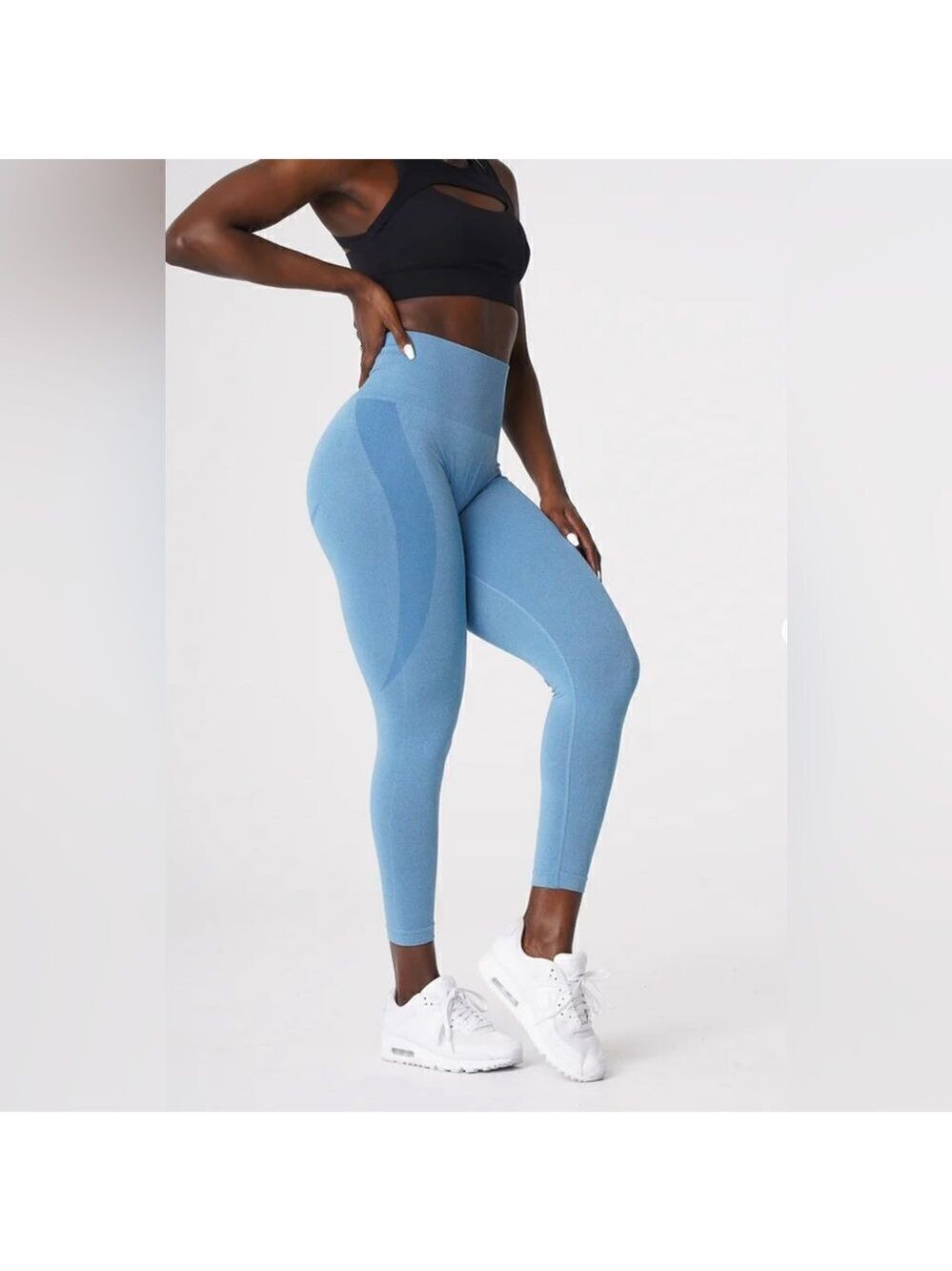 NVGTN Sky Blue Contour Seamless Mid Rise Leggings
